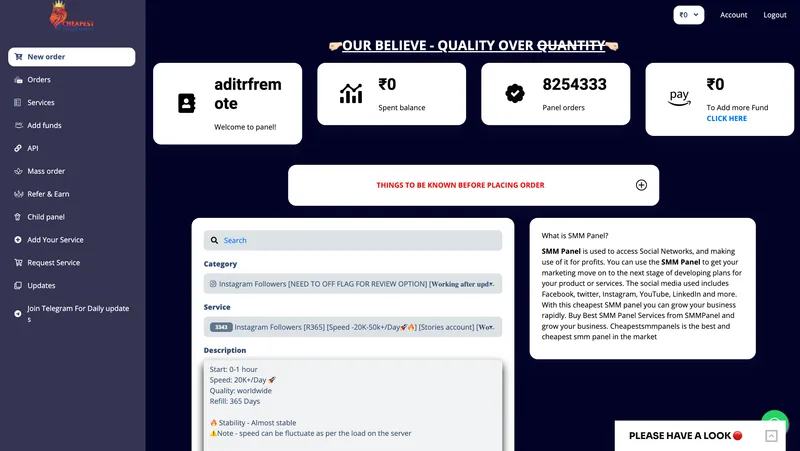 CheapestSMMPanels.com screenshot