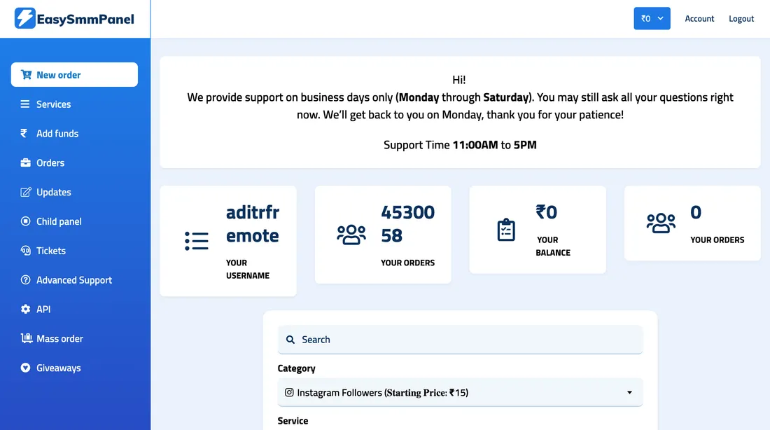 EasySMMPanel.com screenshot