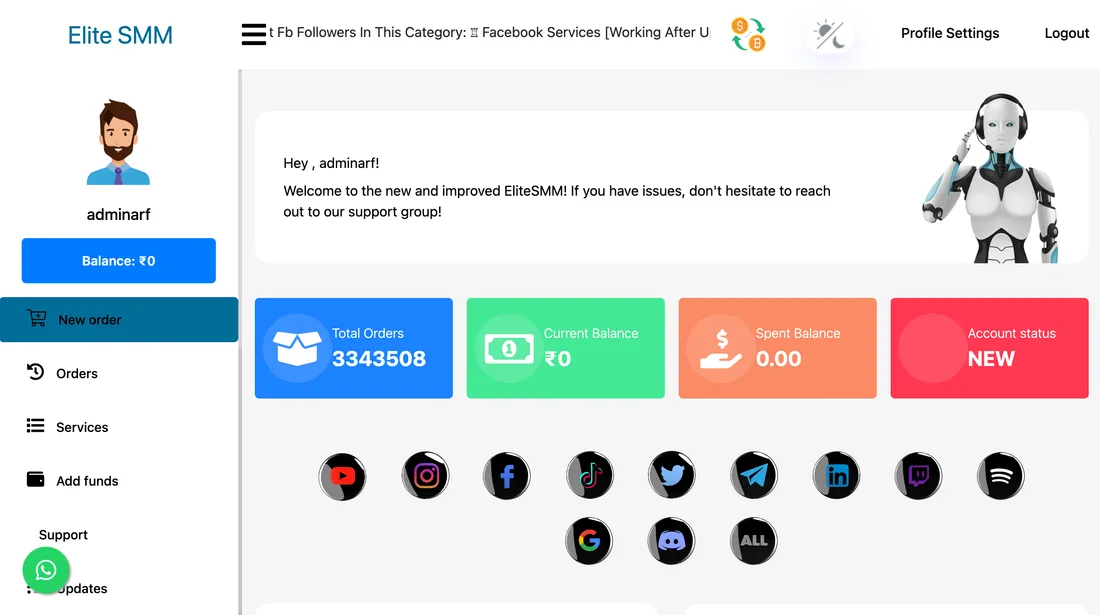 EliteSMM.com screenshot