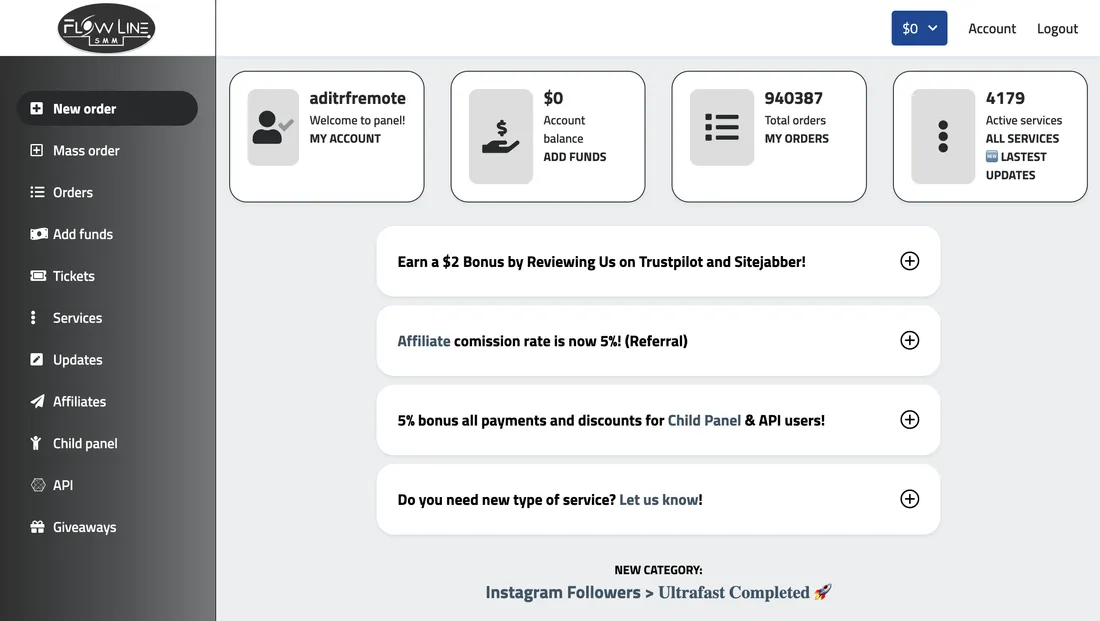 FlowLineSMM.com screenshot