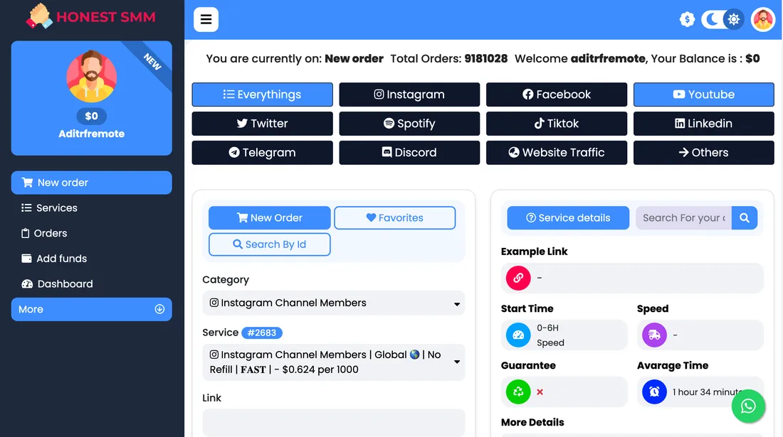 HonestSMM.com screenshot