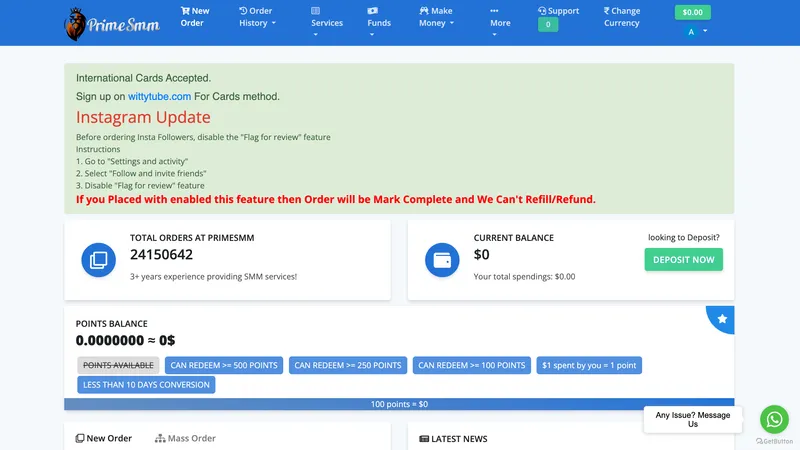 PrimeSMM.com screenshot