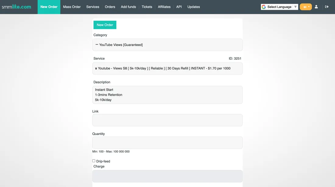 SMMLite.com screenshot