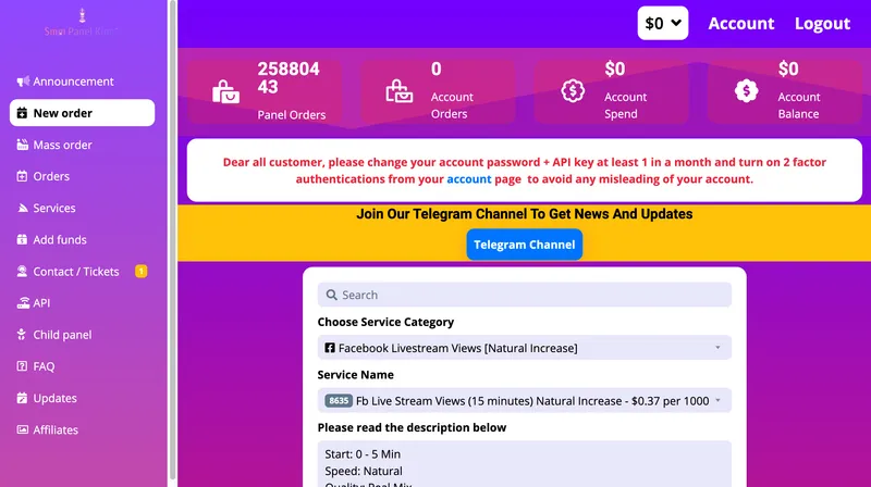 SMMPanelKing.com screenshot