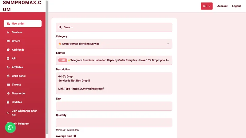 SMMPromax.com screenshot